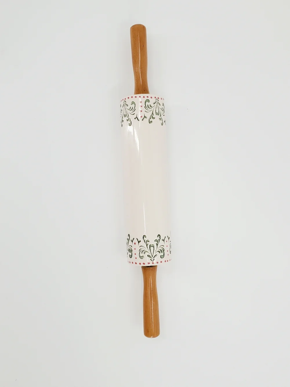 Anthroplogie Maelle Rolling Pin With Wood Handle - White, Green & Pink